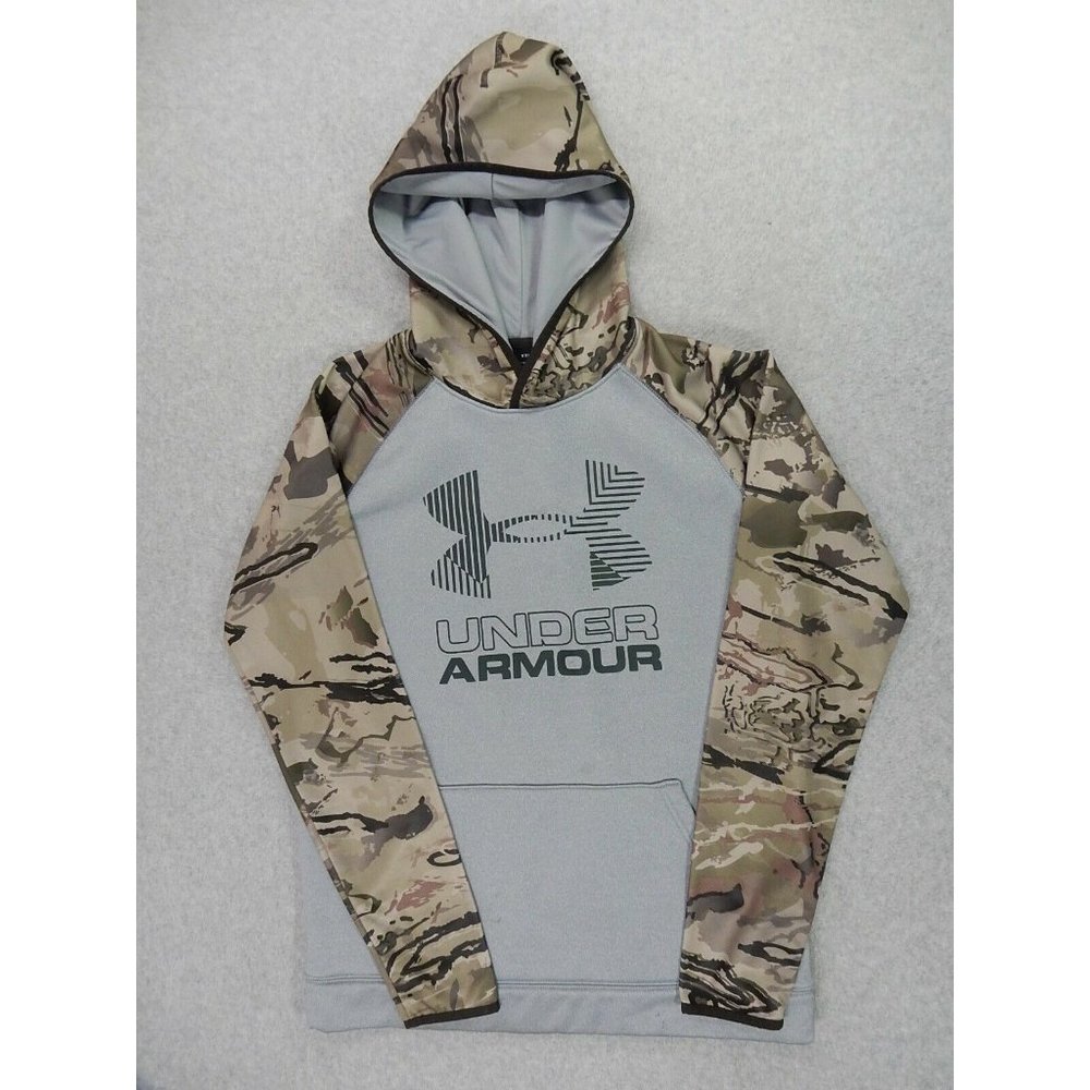 Under Armour COLD GEAR Camouflage Hoodie Sweatshirt (Youth XL) Silver